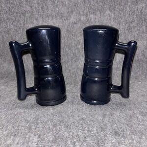 Vtg Frankoma Westwind Salt & Pepper Shakers Dark Navy Blue W/Corks Handles‎ EUC